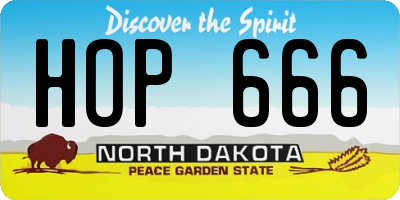 ND license plate HOP666