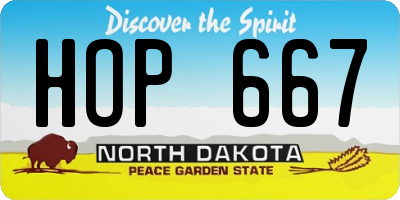 ND license plate HOP667