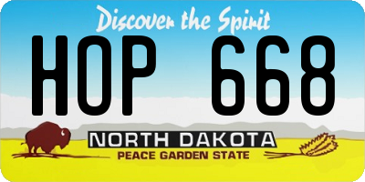 ND license plate HOP668