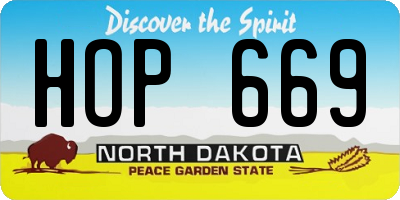 ND license plate HOP669