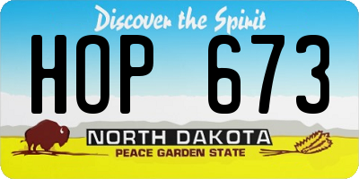 ND license plate HOP673