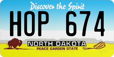 ND license plate HOP674