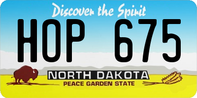 ND license plate HOP675