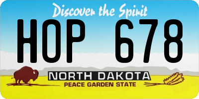 ND license plate HOP678