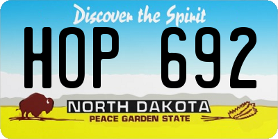 ND license plate HOP692