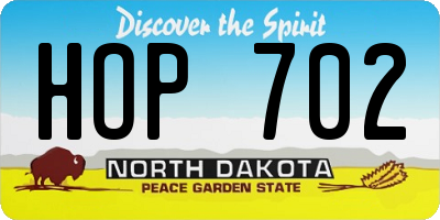 ND license plate HOP702