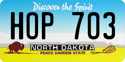 ND license plate HOP703