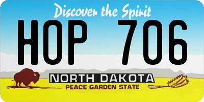 ND license plate HOP706