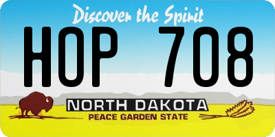 ND license plate HOP708
