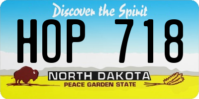 ND license plate HOP718