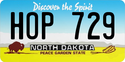 ND license plate HOP729