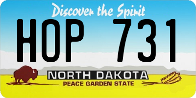ND license plate HOP731