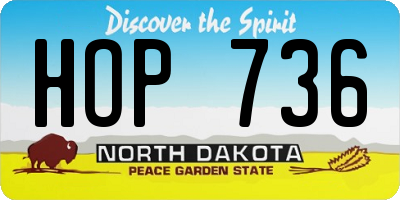 ND license plate HOP736