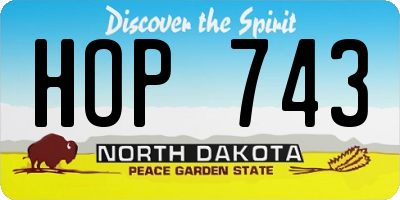 ND license plate HOP743