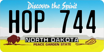 ND license plate HOP744
