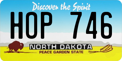 ND license plate HOP746
