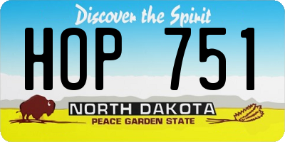 ND license plate HOP751