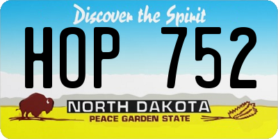 ND license plate HOP752
