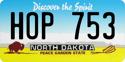 ND license plate HOP753