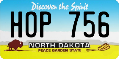 ND license plate HOP756