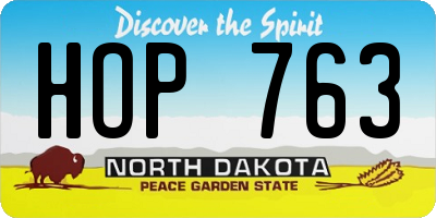 ND license plate HOP763