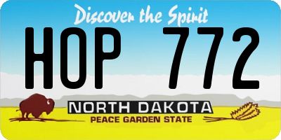 ND license plate HOP772