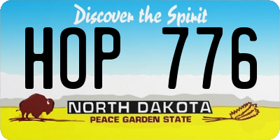 ND license plate HOP776