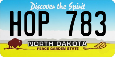 ND license plate HOP783