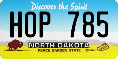 ND license plate HOP785