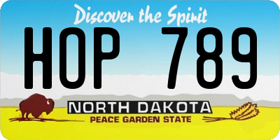 ND license plate HOP789