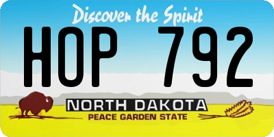 ND license plate HOP792