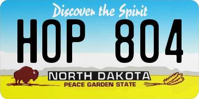 ND license plate HOP804