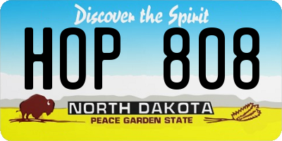 ND license plate HOP808