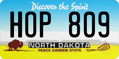 ND license plate HOP809