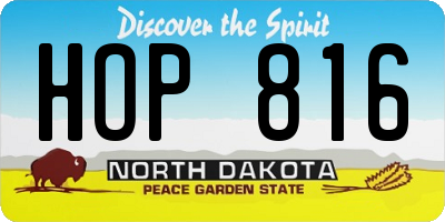 ND license plate HOP816