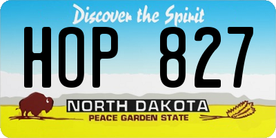 ND license plate HOP827