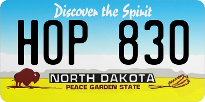 ND license plate HOP830