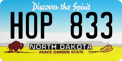 ND license plate HOP833