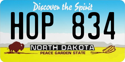 ND license plate HOP834