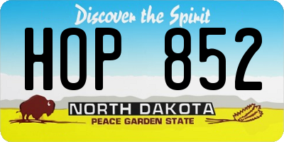 ND license plate HOP852