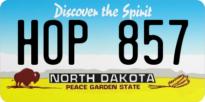 ND license plate HOP857