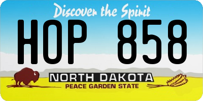 ND license plate HOP858