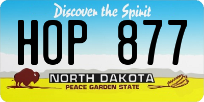 ND license plate HOP877