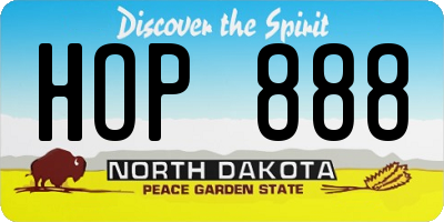 ND license plate HOP888