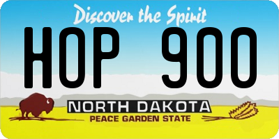 ND license plate HOP900