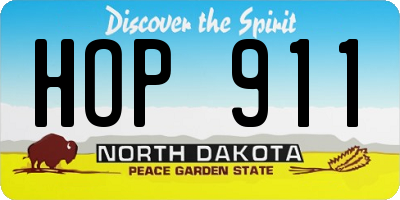 ND license plate HOP911