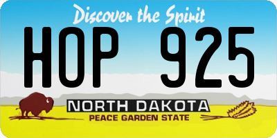 ND license plate HOP925