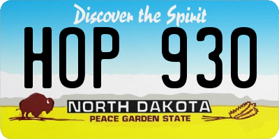 ND license plate HOP930