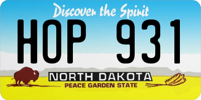 ND license plate HOP931
