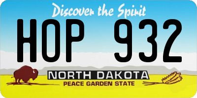 ND license plate HOP932